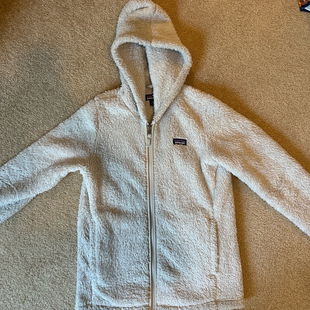 Patagonia Kids Fleece Hoodie in Cream
